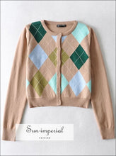 Argyle Pattern Crop Cardigan - Sun Imperial (photo 3)