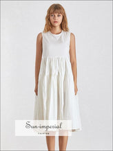 Aspen Dress- Summer Vintage Backless Midi Women Dress O Neck High Waist a Line Dress