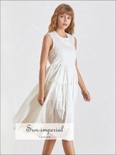 Aspen Dress- Summer Vintage Backless Midi Women Dress O Neck High Waist a Line Dress