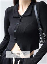 Asymmetric Collared Ribbed Cardigan - Sun Imperial (photo 2)