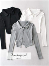 Asymmetric Collared Ribbed Cardigan - Sun Imperial (photo 5)