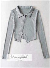 Asymmetric Collared Ribbed Cardigan - Sun Imperial (photo 7)