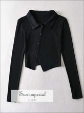 Asymmetric Collared Ribbed Cardigan - Sun Imperial (photo 9)