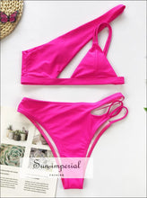Asymmetrical Neon Hot Pink High Cut One Shoulder Waist Bikini Set SUN-IMPERIAL United States