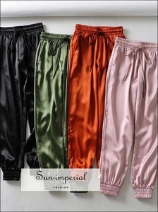Sun-imperial Fashion Solid Satin Classic Women Sweatpants Sun-Imperial United States