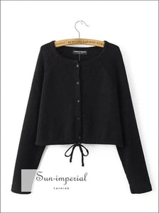 Autumn Fashion Women Drawstring Cardigans Long Sleeve Female Knitted Casual Sweaters