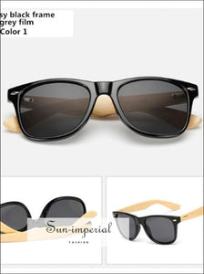 Bamboo Sunglasses Unisex Travel Vintage Wooden Leg Fashion Eyeglasses - Black Frame Gray SUN-IMPERIAL United States
