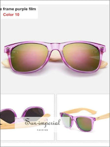 Bamboo Sunglasses Unisex Travel Vintage Wooden Leg Fashion Eyeglasses - Blue Frame SUN-IMPERIAL United States