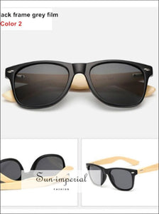 Bamboo Sunglasses Unisex Travel Vintage Wooden Leg Fashion Eyeglasses - Blue Frame SUN-IMPERIAL United States