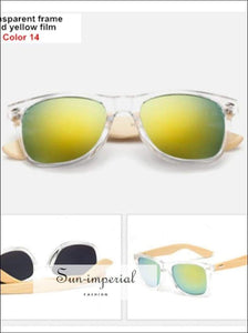 Bamboo Sunglasses Unisex Travel Vintage Wooden Leg Fashion Eyeglasses - Gold Frame Yellow SUN-IMPERIAL United States