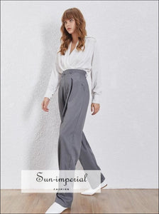 Barcelona Pants - Solid Women Wide Leg High Waist Trousers