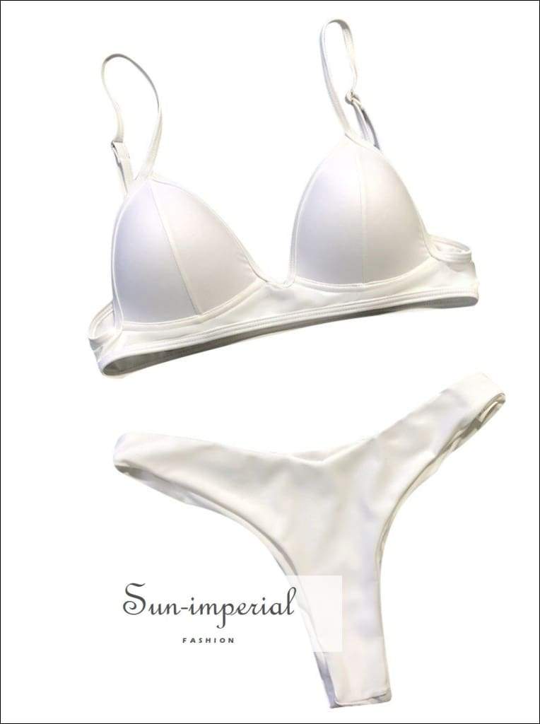 Beach Bikini Set Split White High Waist Solid Color Halter Swimsuit Fashion Ladies plus Size