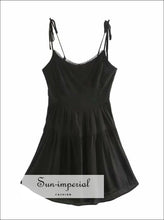 Black A- Line Tie Cami Strap Mini Corset Style Dress chick sexy style SUN-IMPERIAL United States