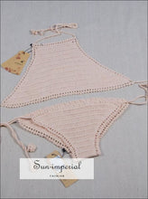 Black Crochet Bikinis Sets Handmade Knitted Cotton Swimwear Swimsuit top + bottom SUN-IMPERIAL United States
