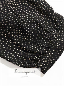 Black Dot Print Vintage Wrap Long Sleeve Buttoned Dress SUN-IMPERIAL United States