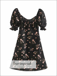 Sun-imperial - blossom dress - floral dress lace slash neck flare