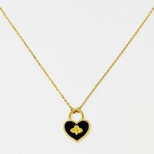 Black heart and gold bee pendant necklace - Sun Imperial (photo 1)