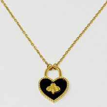 Black heart and gold bee pendant necklace - Sun Imperial (photo 3)