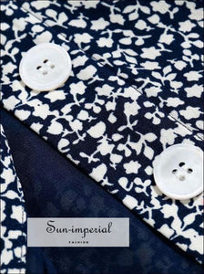 Black High Waist side Split Skirt Floral Print Center Buttons Slim Midi Skirt