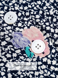 Black High Waist side Split Skirt Floral Print Center Buttons Slim Midi Skirt