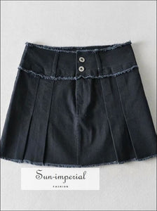 Black Low Rise Cargo Short Mini Skirt with Raw Seam detail Basic style, chick sexy harajuku PUNK STYLE, street style SUN-IMPERIAL United 