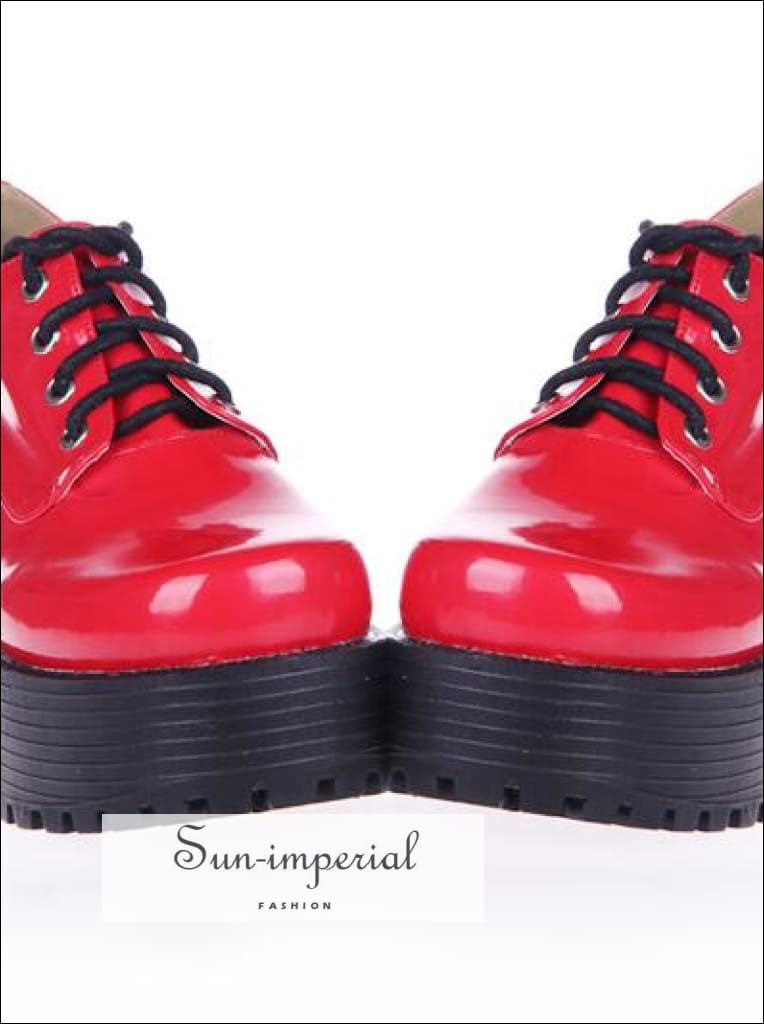 Sun-imperial - black punk lace up oxfords vegan leather with