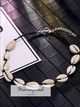 Black Rope Chain Natural Seashell Choker Necklace SUN-IMPERIAL United States
