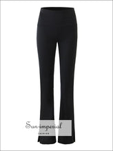 Black stretch flare pants with side slit - Sun Imperial (photo 3)