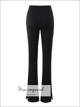 Black stretch flare pants with side slit - Sun Imperial (photo 4)