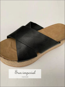 Black Summer Women Slippers Open Toe Platform Casual Shoes each Ladies Outdoor Flip Flops X Shape Black, women fashion, top SUN-IMPERIAL 