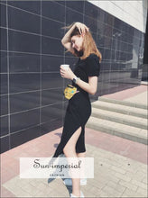 Black T Shirt Dress Maxi Vintage Casual Boho Black Long over Size Dress with a Slit