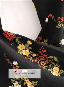 Black Vintage Short Sleeve Midi Dress Sweetheart Neckline side Split Polka Dot Print Keyhole Cut out SUN-IMPERIAL United States