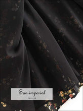 Black Vintage Short Sleeve Midi Dress Sweetheart Neckline side Split Polka Dot Print Keyhole Cut out SUN-IMPERIAL United States