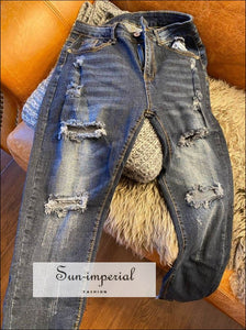 Bleached Ripped Jeans for Women Denim Slim Elasticity Skinny Vintage Jean denim, denim boyfriend, women jeans, jeans SUN-IMPERIAL United 