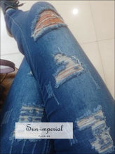 Bleached Ripped Jeans for Women Denim Slim Elasticity Skinny Vintage Jean denim, denim boyfriend, women jeans, jeans SUN-IMPERIAL United 