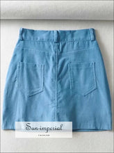 Blue Corduroy side Split Cord Mini Skirt with under Shorts detail SUN-IMPERIAL United States