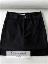 Blue Corduroy side Split Cord Mini Skirt with under Shorts detail SUN-IMPERIAL United States