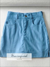 Blue Corduroy side Split Cord Mini Skirt with under Shorts detail SUN-IMPERIAL United States
