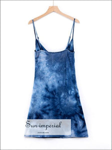 Blue Faded Dreamy Mini Slit Dress Cowl Neck Slip Dress