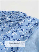 Blue Floral Print front Split Long Sleeve Vintage Midi Dress vintage style SUN-IMPERIAL United States