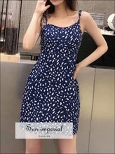 Blue Mini Dress Cami Strap Ink Print Slim SUN-IMPERIAL United States