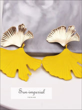 Bohemian Geometric Gold Color Leaf Shape Drop Earrings for Women Statement Earring