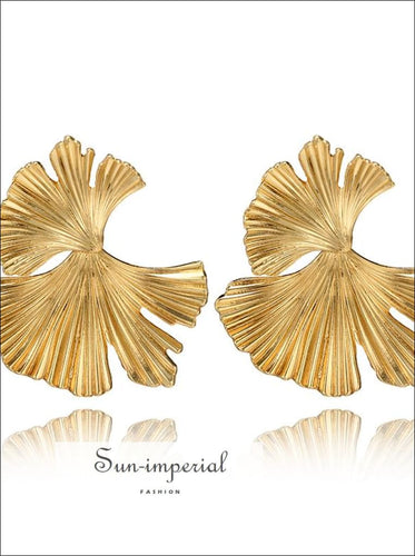 Bohemian Geometric Gold Color Leaf Shape Drop Earrings for Women Statement Earring