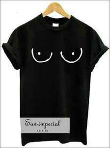 Boobs Tee Black Women T Shirt Basic Short Sleeve SUN-IMPERIAL United States