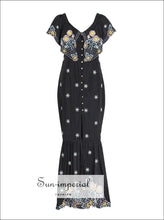 Butterfly Dress in Maxi - Elegant Embroidery Women off Shoulder Slash Neck High Waist Split Embroidery, Off Shoulder, Neck, vintage, 