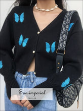 Butterfly Print Cardigan with Pearl Buttons - Sun Imperial (photo 5)