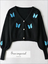 Butterfly Print Cardigan with Pearl Buttons - Sun Imperial (photo 7)