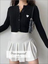 Cable Knit Cardigan with Heart Patch - Sun Imperial (photo 3)