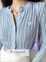 Cable Knit Cardigan with Heart Patch - Sun Imperial (photo 4)