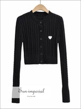 Cable Knit Cardigan with Heart Patch - Sun Imperial (photo 7)
